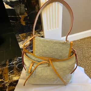 LOUIS VUITTON DENIM MONOGRAM CARRYALL PM SKY BLUE CROSSBODY/ SHOULDER STRAP